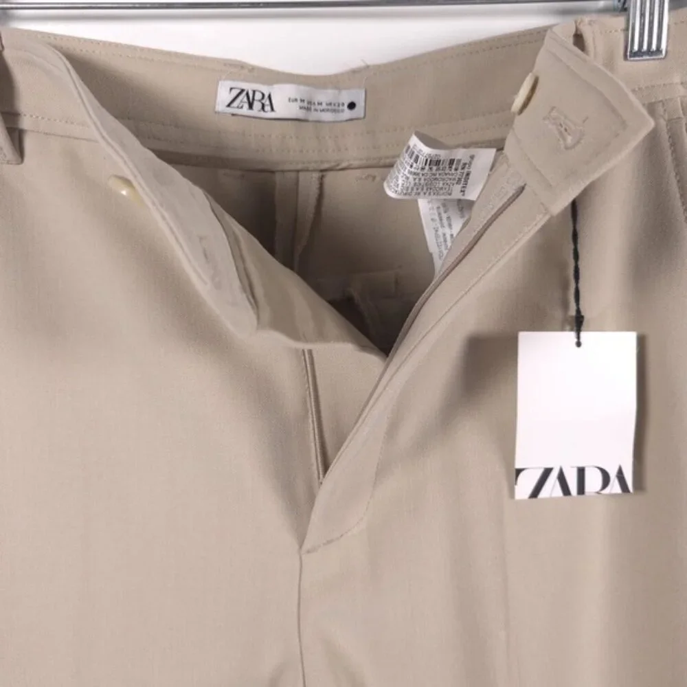 ZARA Wide Leg High Waist Straight‎ Pants Trousers Pressed Crease 2757/703 MEDIUM